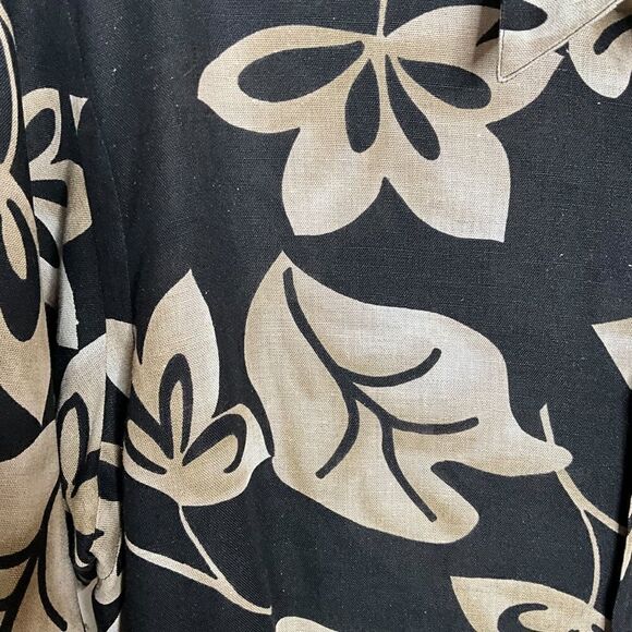 Kenneth Gordon Men's Shirt size L Hawaiian Print Short Sleeve Black and Tan - Picture 3 of 13